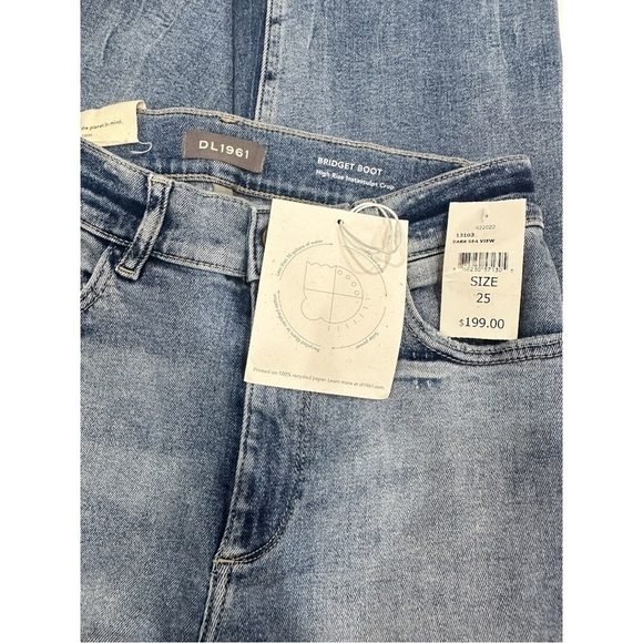 DL 1961 BRIDGET BOOT CROPPED HIGH RISE INTRASCULPT DENIM DARK SEA VIEW Size 25 - Picture 8 of 9